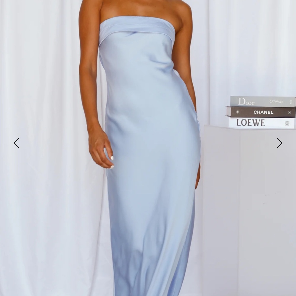 Hello Molly XS, COOLNESS CALLING SATIN MAXI DRESS BLUE